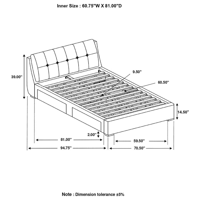 Coaster Fenbrook Tufted Upholstered Storage Bed Grey Cal King