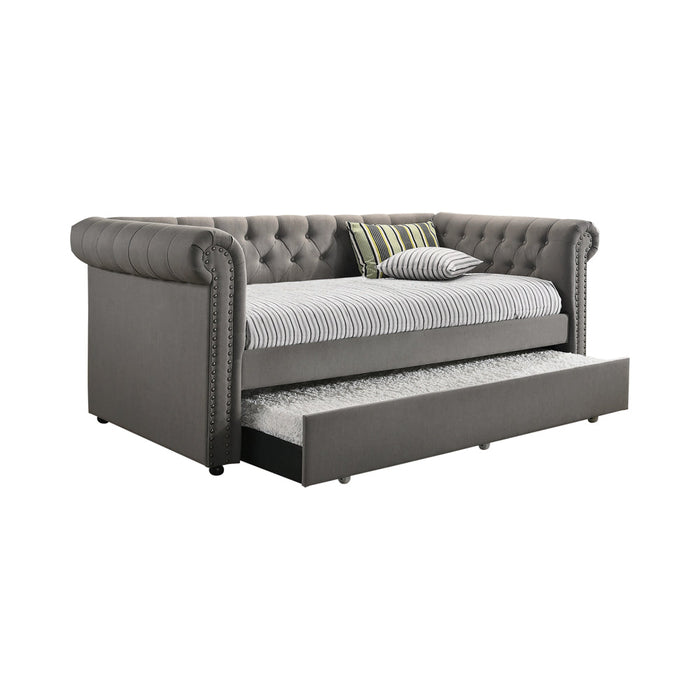 Coaster Kepner Tufted Upholstered Daybed Grey with Trundle Default Title