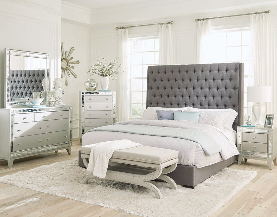 Coaster Camille Bedroom Set Grey and Metallic Mercury Cal King Set of 5