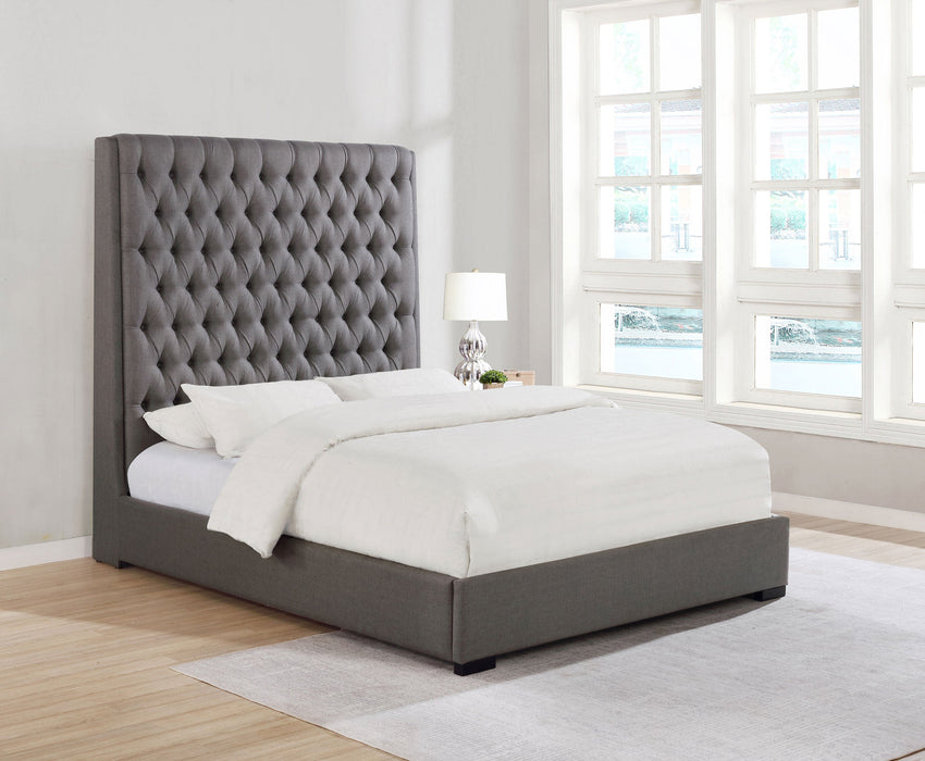 Coaster Camille Tall Tufted Bed Grey Cal King