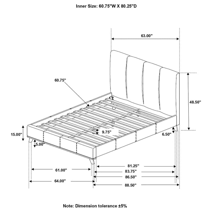 Coaster Charity Upholstered Bed Blue Full