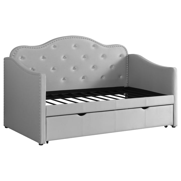 Coaster Elmore Upholstered Twin Daybed with Trundle Pearlescent Grey Default Title