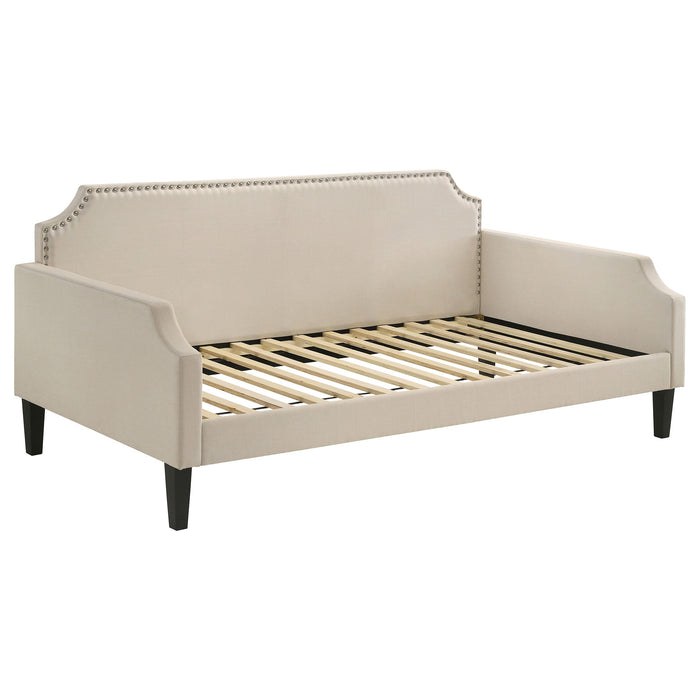 Coaster Olivia Upholstered Twin Daybed with Nailhead Trim Beige