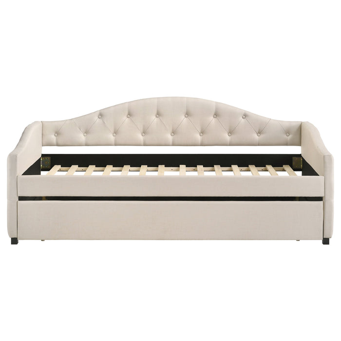 Coaster Sadie Upholstered Twin Daybed with Trundle Beige