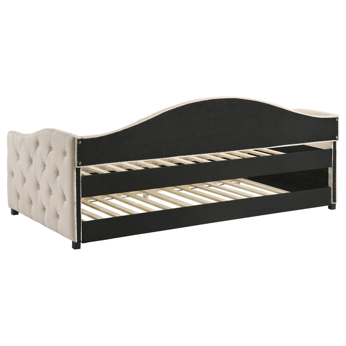 Coaster Sadie Upholstered Twin Daybed with Trundle Beige