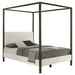 Coaster Monroe Upholstered Canopy Platform Bed Vanilla and Black King