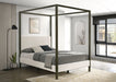 Coaster Monroe Upholstered Canopy Platform Bed Vanilla and Black King