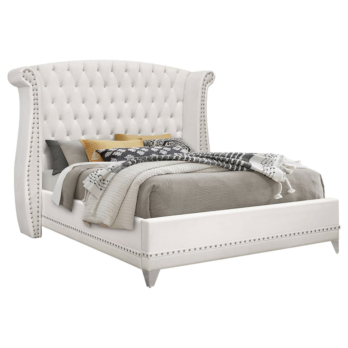 Coaster Barzini Upholstered Tufted Bedroom Set White Cal King Set of 5