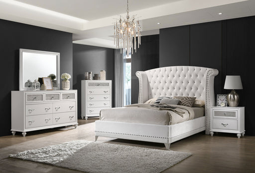Coaster Barzini Upholstered Tufted Bedroom Set White Queen Set of 5