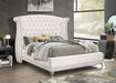 Coaster Barzini Wingback Tufted Bed White Cal King