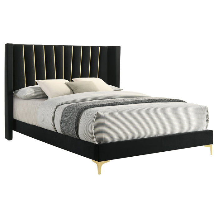 Coaster Kendall Upholstered Tufted Panel Bed Black King