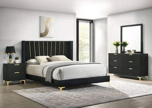 Coaster Kendall Upholstered Tufted Bedroom Set Black Queen Set of 4