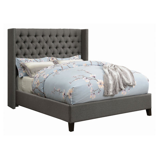 Coaster Bancroft Demi-wing Upholstered Bed Grey Eastern King