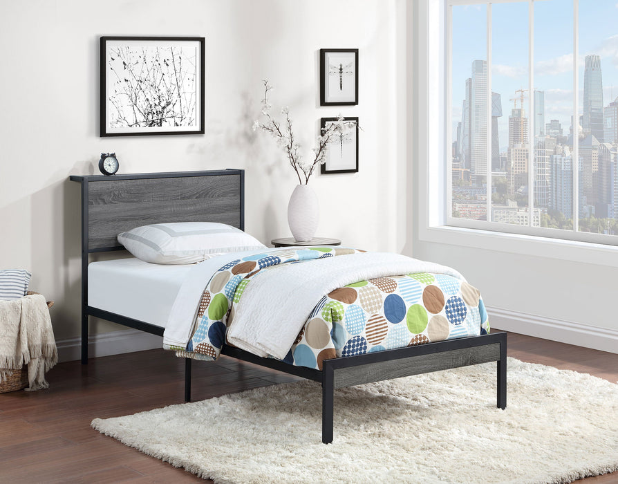 Coaster Ricky Platform Bed Grey and Black Twin