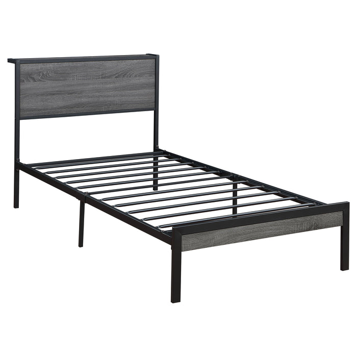 Coaster Ricky Platform Bed Grey and Black Twin