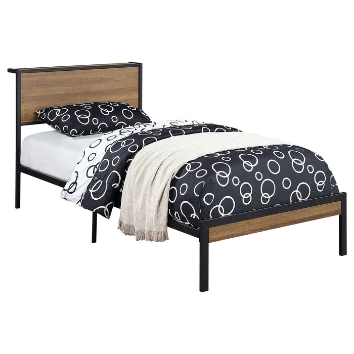 Coaster Ricky Platform Bed Light Oak and Black Twin