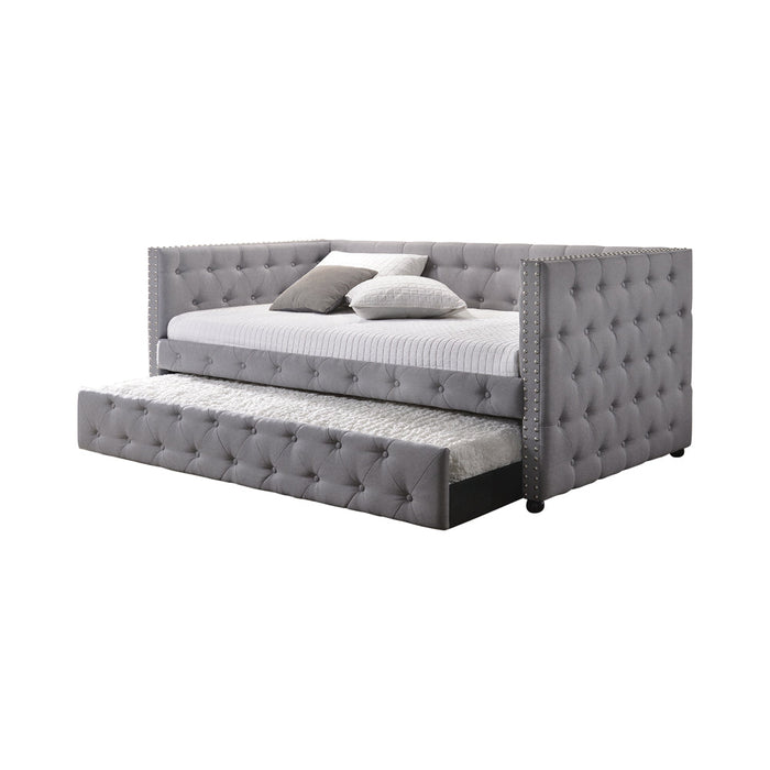 Coaster Mockern Tufted Upholstered Daybed with Trundle Grey Default Title