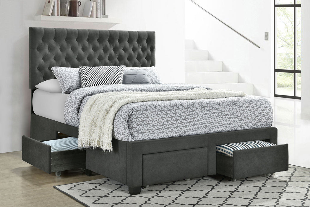 Coaster Soledad 4-drawer Button Tufted Storage Bed Charcoal Full