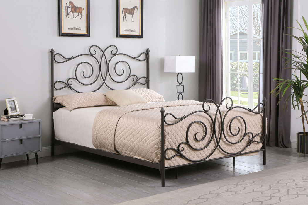 Parleys  Metal Bed with Scroll Headboard Dark Bronze