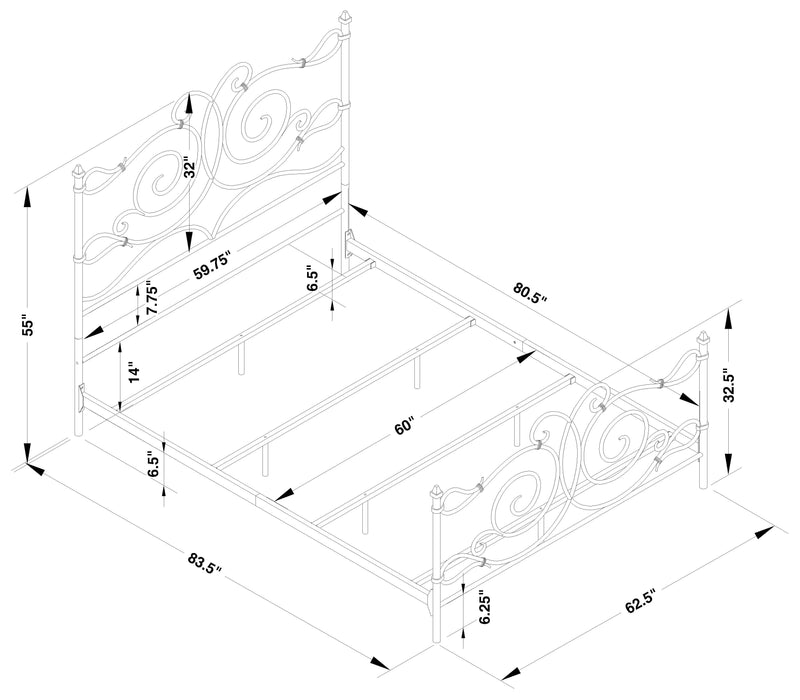 Parleys  Metal Bed with Scroll Headboard Dark Bronze