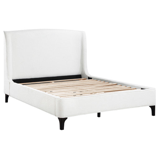 Coaster Mosby Upholstered Curved Headboard Platform Bed White Eastern King