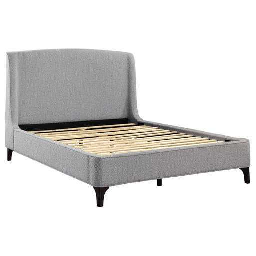 Coaster Mosby Upholstered Curved Headboard Platform Bed Light Grey Eastern King