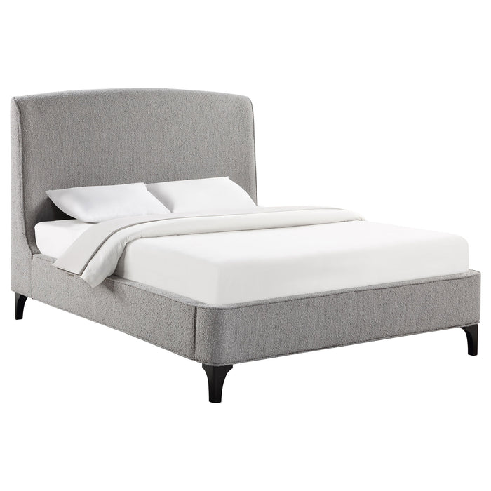 Coaster Mosby Upholstered Curved Headboard Platform Bed Light Grey Eastern King