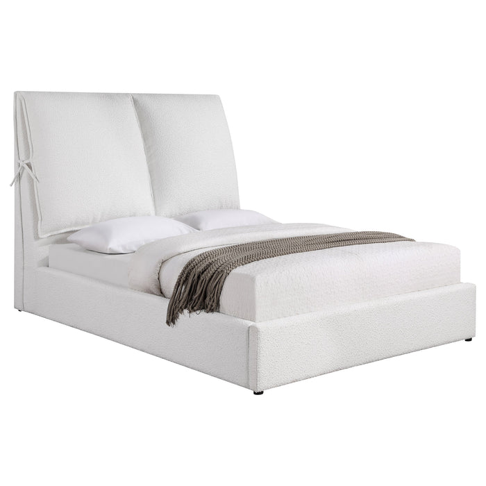 Coaster Gwendoline Upholstered Platform Bed with Pillow Headboard White Eastern King