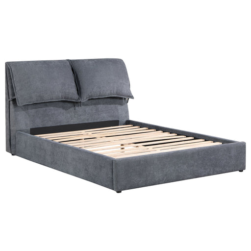 Coaster Laurel Upholstered Platform Bed with Pillow Headboard Charcoal Grey King