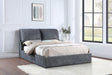 Coaster Laurel Upholstered Platform Bed with Pillow Headboard Charcoal Grey King