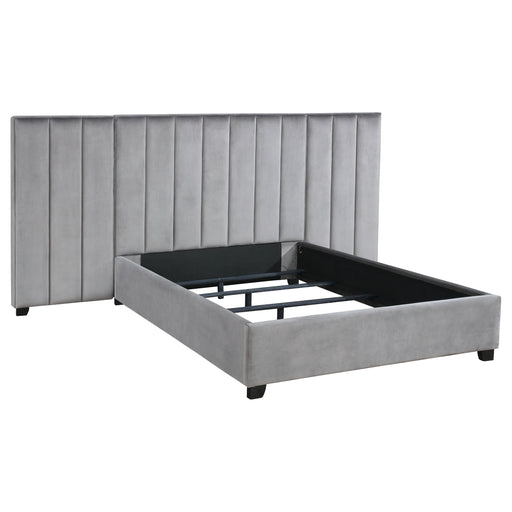 Arles Upholstered Queen Wall Panel Bed Grey