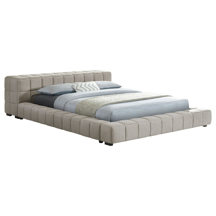 Trinity Upholstered  Platform Bed Light Taupe