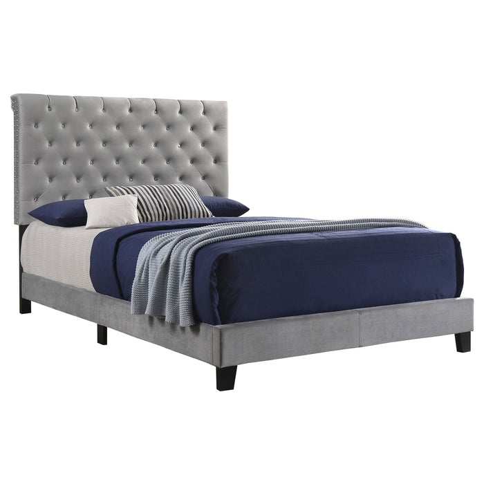 Coaster Warner Upholstered Bed Grey King