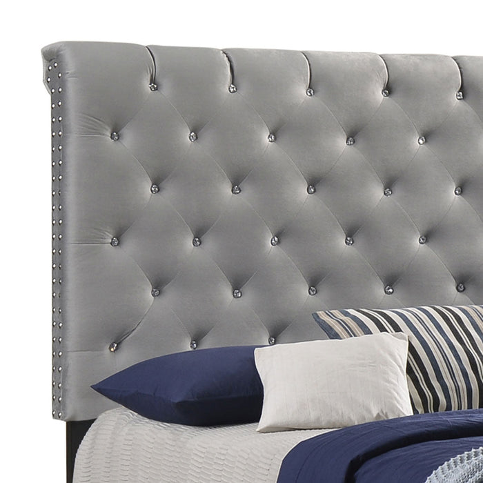 Coaster Warner Upholstered Bed Grey King