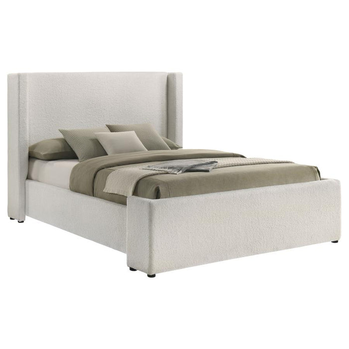 Alamosa Boucle Upholstered Wingback Platform Bed White