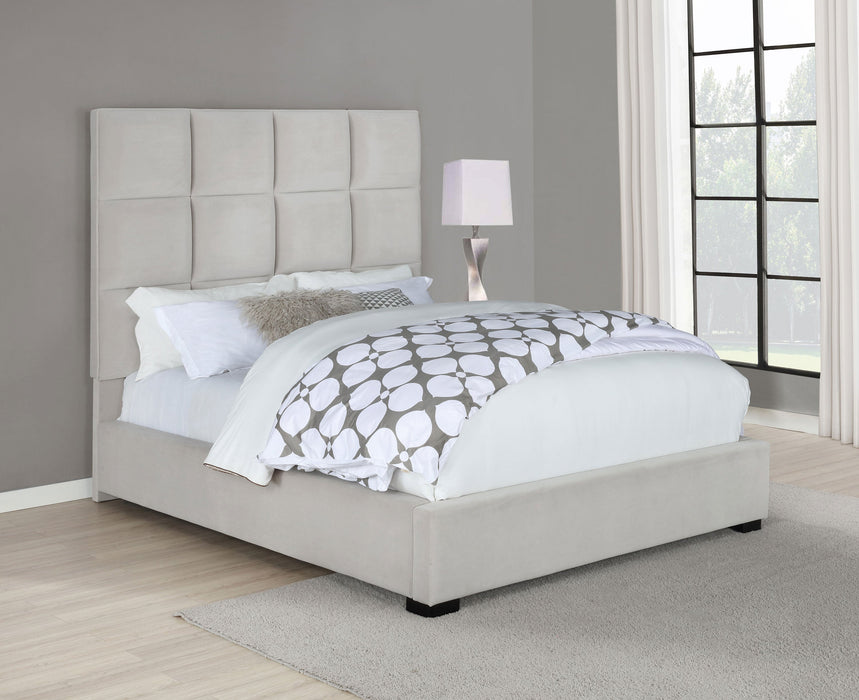 Coaster Panes Tufted Upholstered Panel Bed Beige King