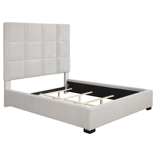 Coaster Panes Tufted Upholstered Panel Bed Beige King