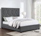 Coaster Bowfield Upholstered Bed with Nailhead Trim Charcoal King