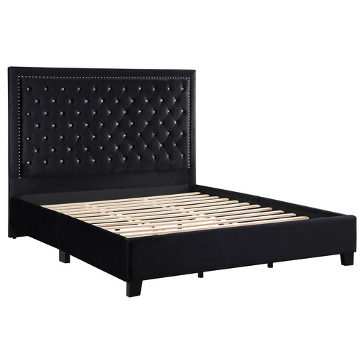 Coaster Hailey Upholstered Tufted Platform Bed Black Eastern King