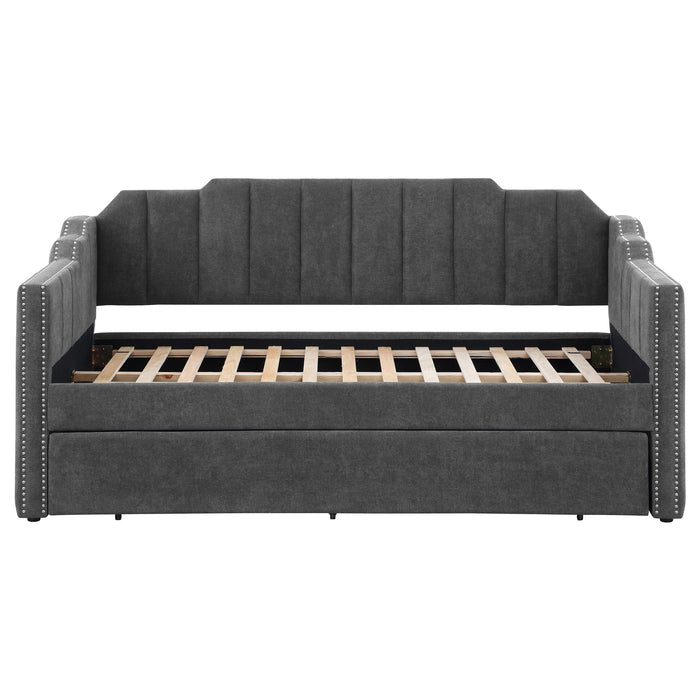 Coaster Kingston Upholstered Twin Daybed with Trundle Charcoal Default Title