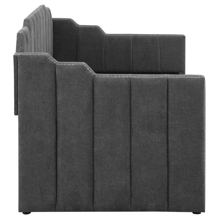 Coaster Kingston Upholstered Twin Daybed with Trundle Charcoal Default Title