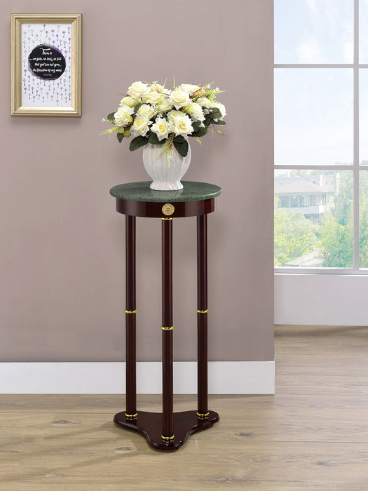 Coaster Edie Round Marble Top Accent Table Merlot Default Title