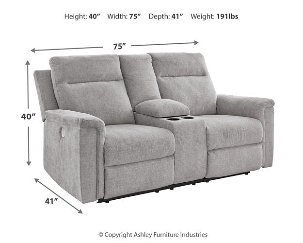 Barnsana Power Reclining Loveseat with Console