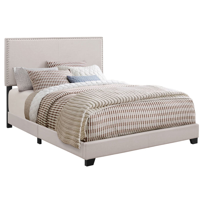 Coaster Boyd Upholstered Bed with Nailhead Trim Ivory Twin