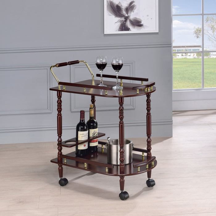 Coaster Palmer 2-tier Serving Cart Merlot and Brass Default Title