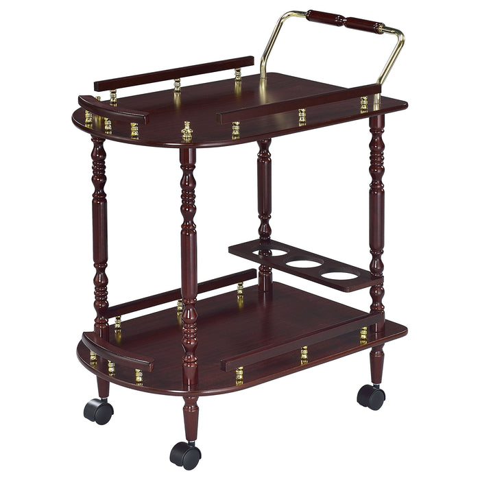 Coaster Palmer 2-tier Serving Cart Merlot and Brass Default Title