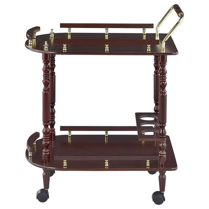 Coaster Palmer 2-tier Serving Cart Merlot and Brass Default Title