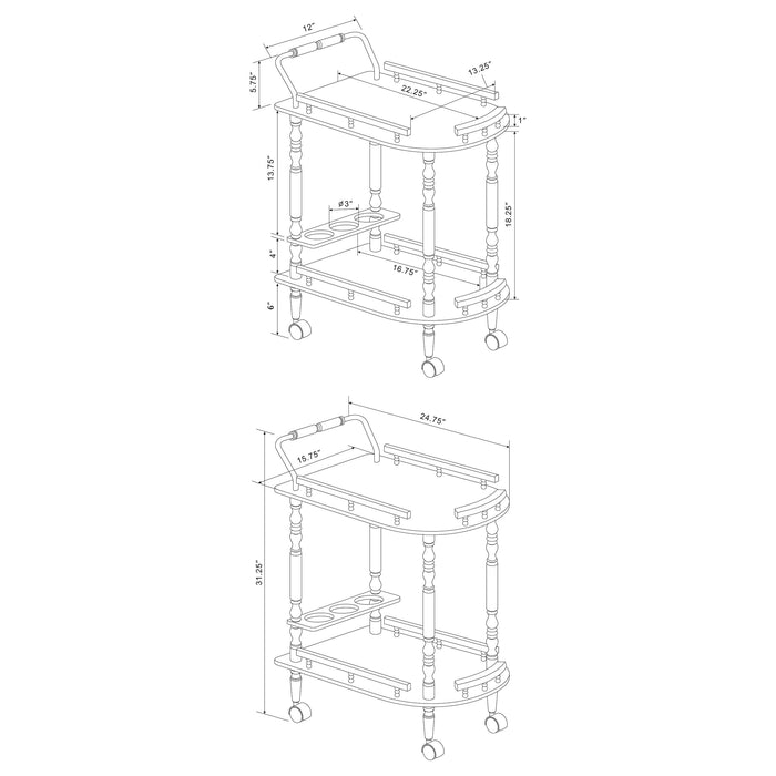 Coaster Palmer 2-tier Serving Cart Merlot and Brass Default Title