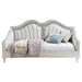 Coaster Evangeline Upholstered Twin Daybed with Faux Diamond Trim Silver and Ivory Default Title