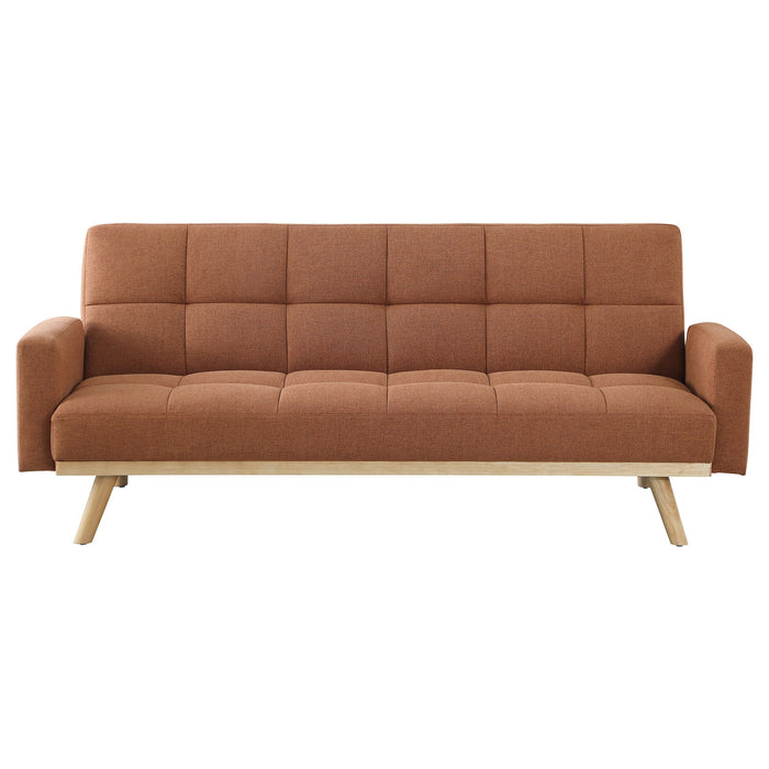 Coaster Kourtney Upholstered Track Arms Covertible Sofa Bed Terracotta Default Title